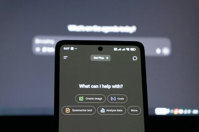 Smartphone screen displays ai assistant options